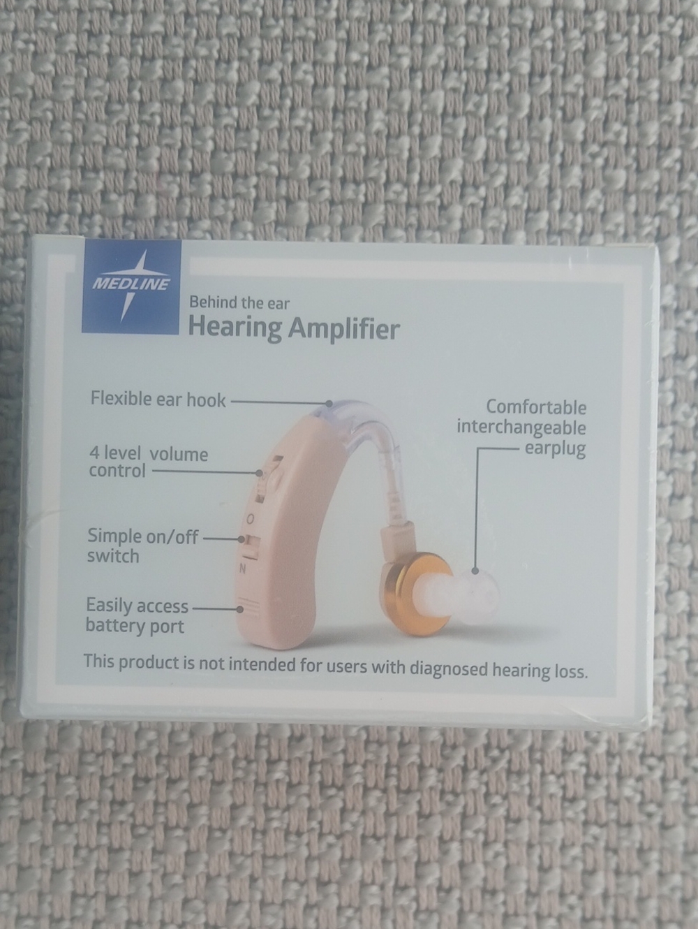 Medline Behind-the-Ear Hearing Amplifier - Beige/Gold